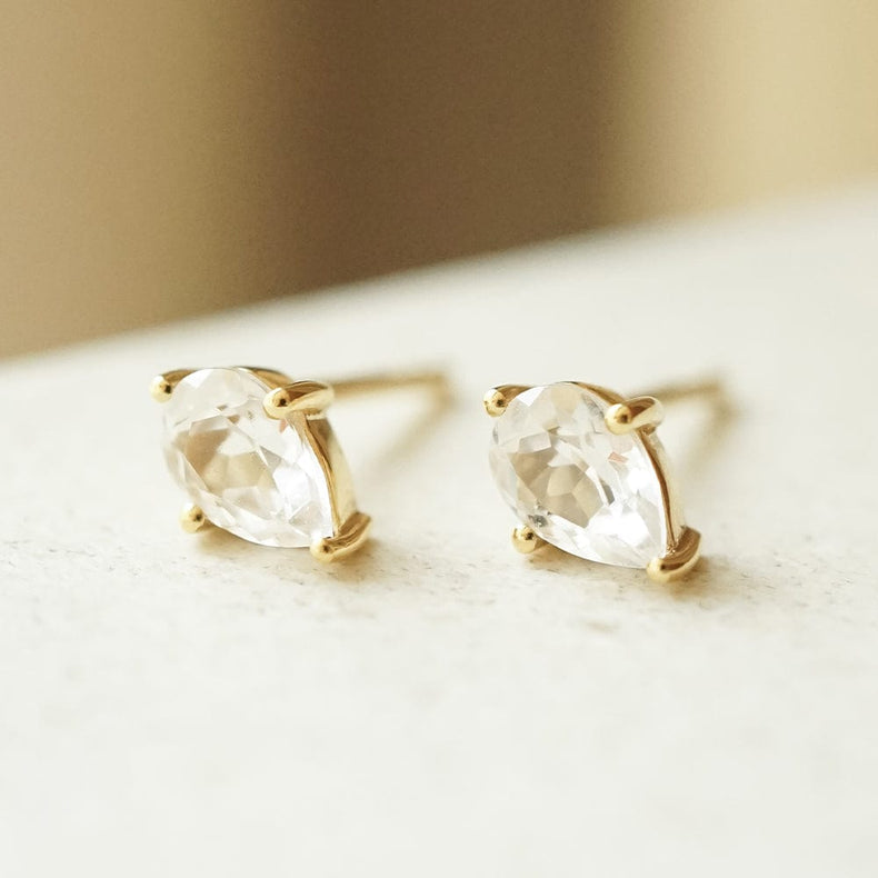 Estée Lalonde Fine Pear Sapphire Stud Earrings 14ct Solid Gold