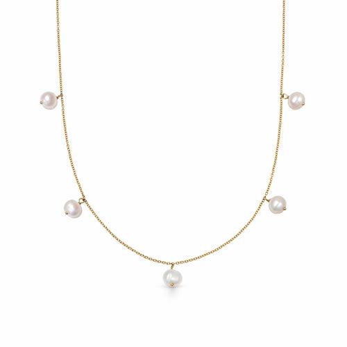 Estée Lalonde Fine Pearl Station Necklace 14ct Solid Gold