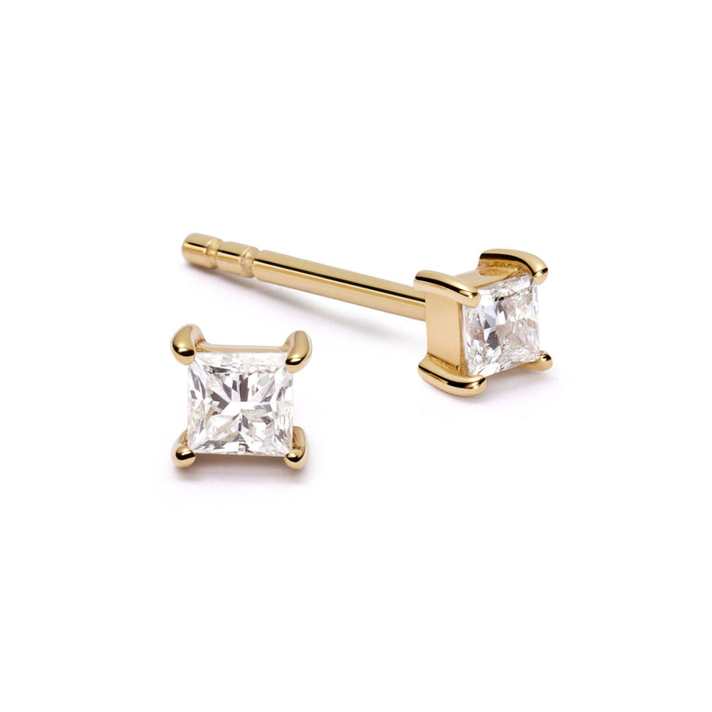 Estée Lalonde Fine Square Diamond Stud Earrings 14ct Solid Gold