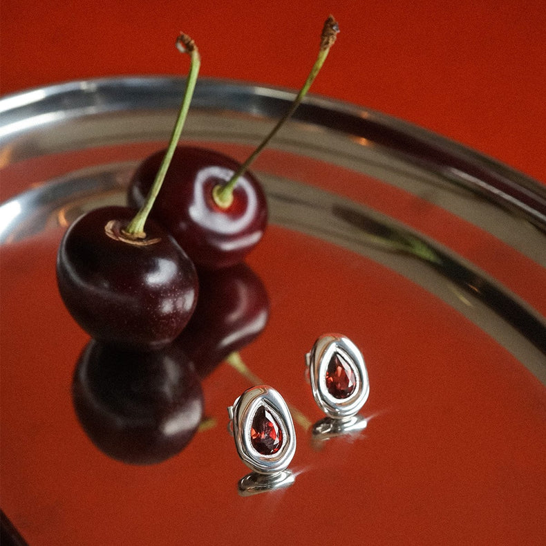 Estée Lalonde Garnet Teardrop Studs Sterling Silver