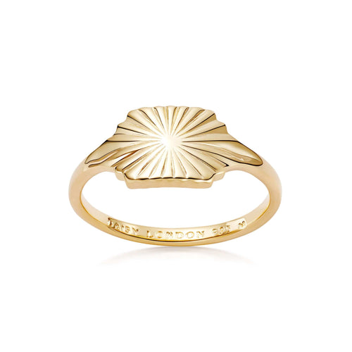 Estée Lalonde Sunburst Shield Ring 18ct Gold Plate