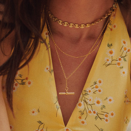 Estée Lalonde T Bar Necklace 18ct Gold Plate