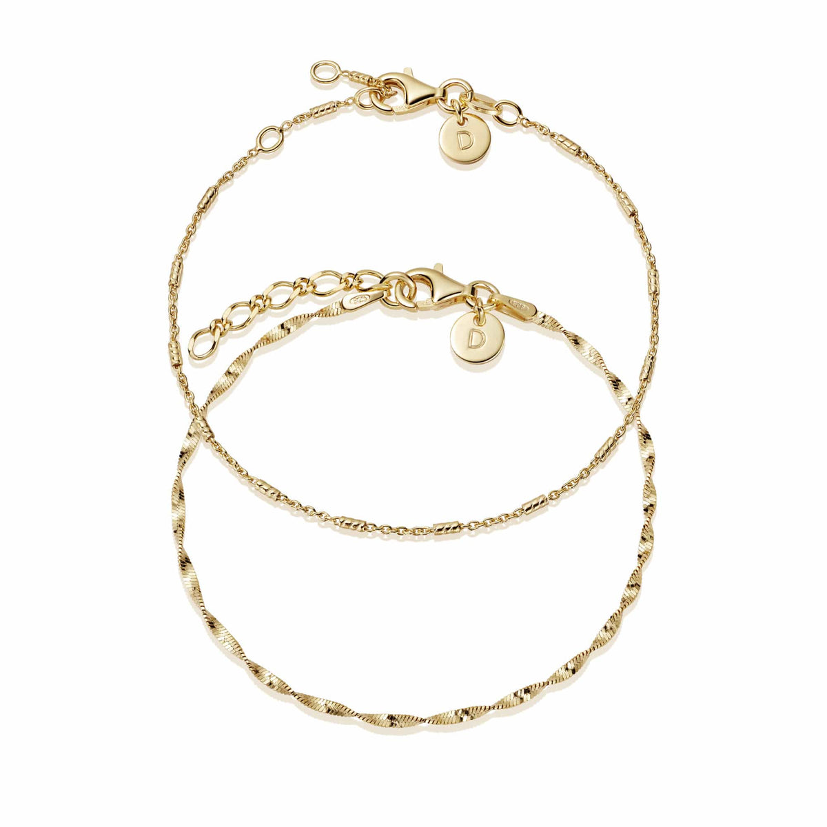 Fine Chain Bracelet Stack 18ct Gold Plate Daisy London