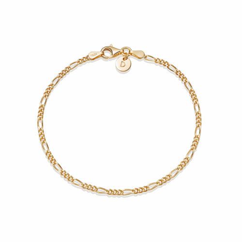 Thin Figaro Chain Bracelet 18ct Gold Plate