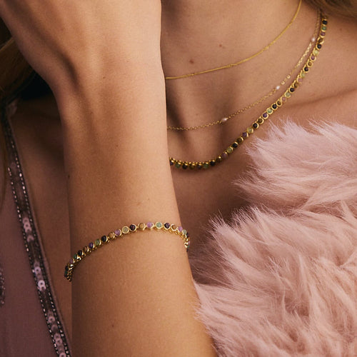 Plum Gemstone Tennis Bracelet 18ct Gold Plate