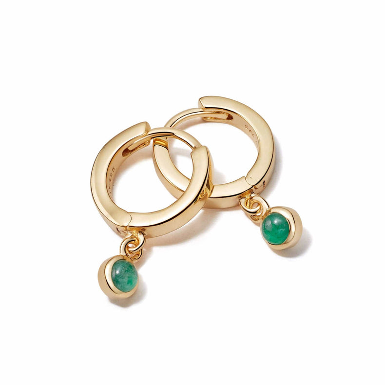 Green Aventurine Healing Huggie Hoop Earrings 18ct Gold Plate recommended