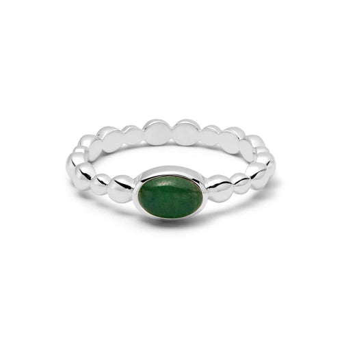 Green Aventurine Healing Stone Bobble Ring Sterling Silver