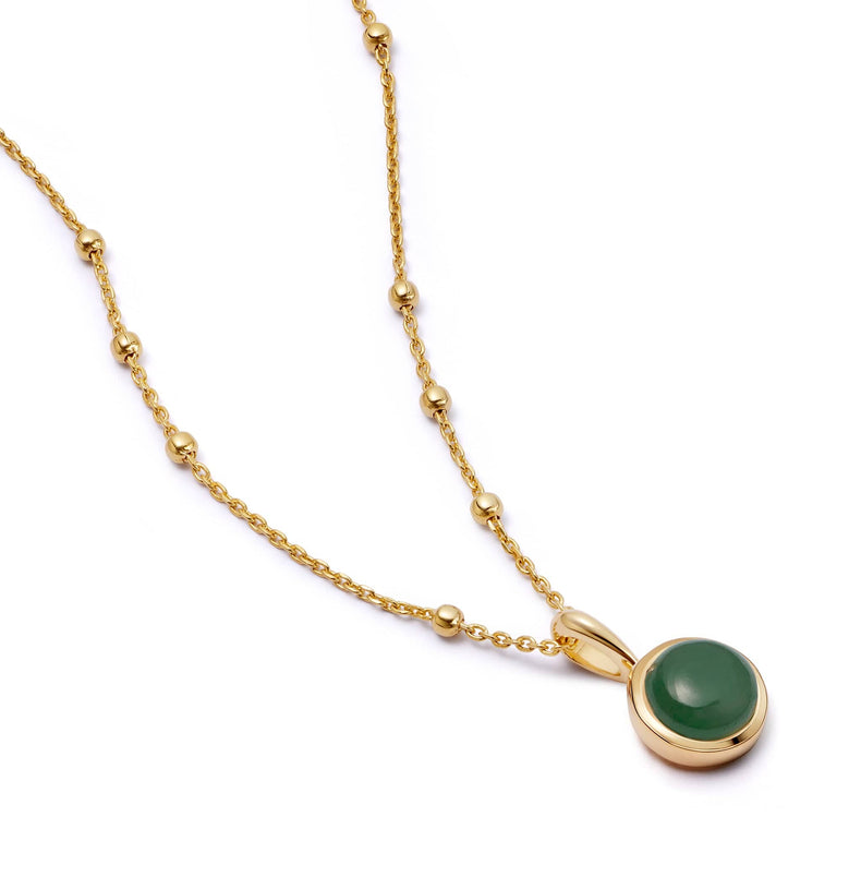 Green Aventurine Healing Stone Necklace 18ct Gold Plate