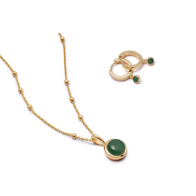 Green Aventurine Layering Set 18ct Gold Plate