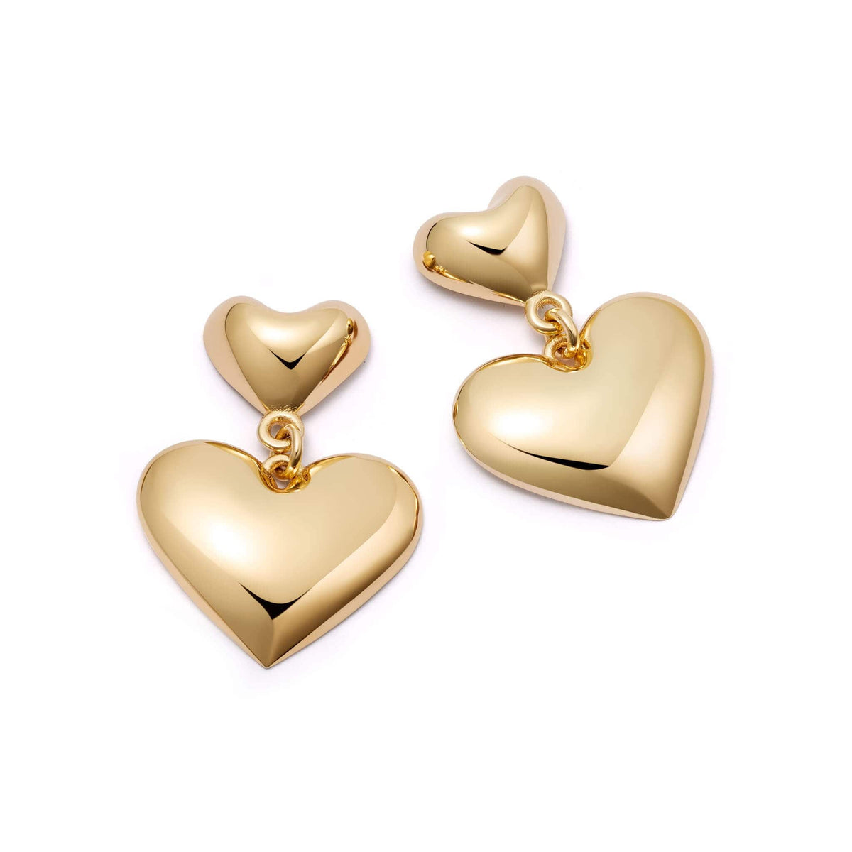 Heart Drop Earrings 18ct Gold Plate