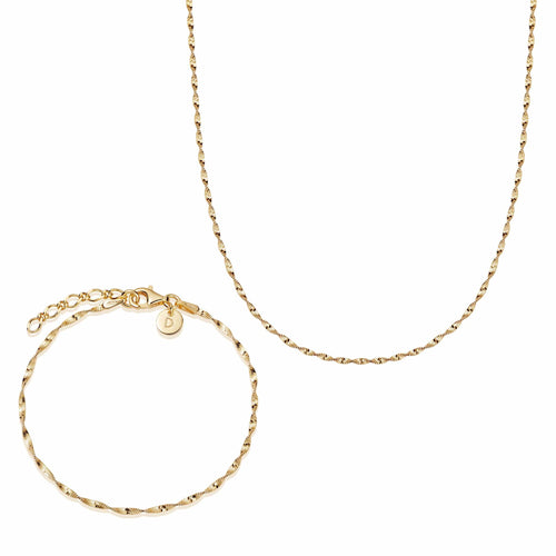 Helix Twisted Chain Layering Set 18ct Gold Plate