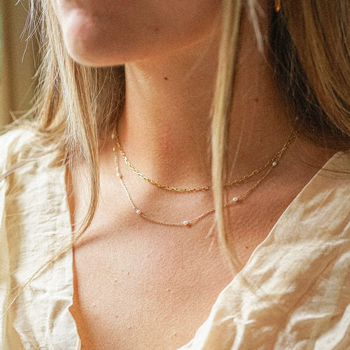 Light Paperclip Chain Necklace 18ct Gold Plate