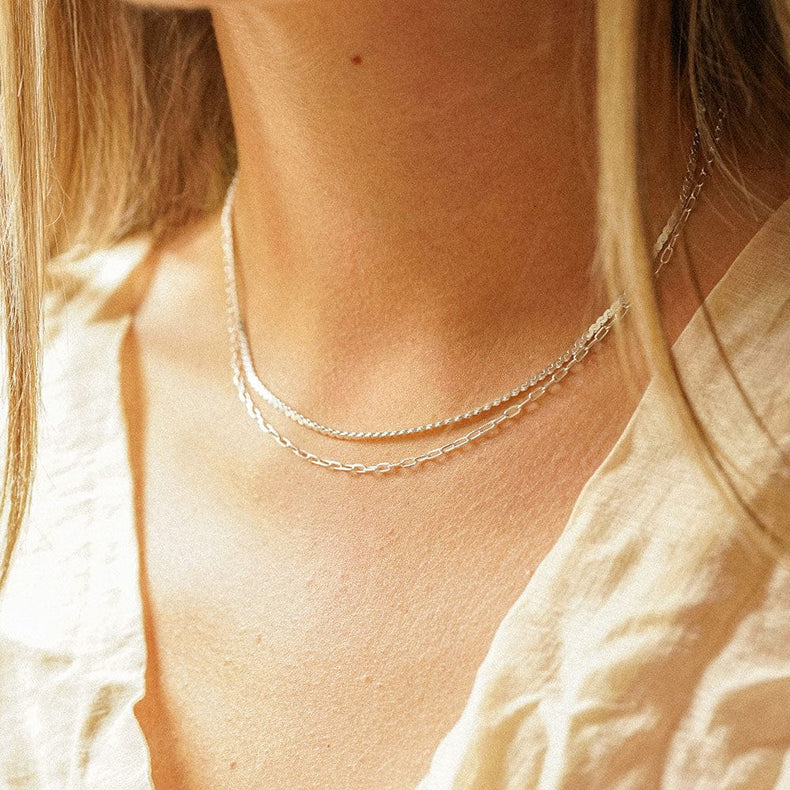 Light Paperclip Chain Necklace Sterling Silver