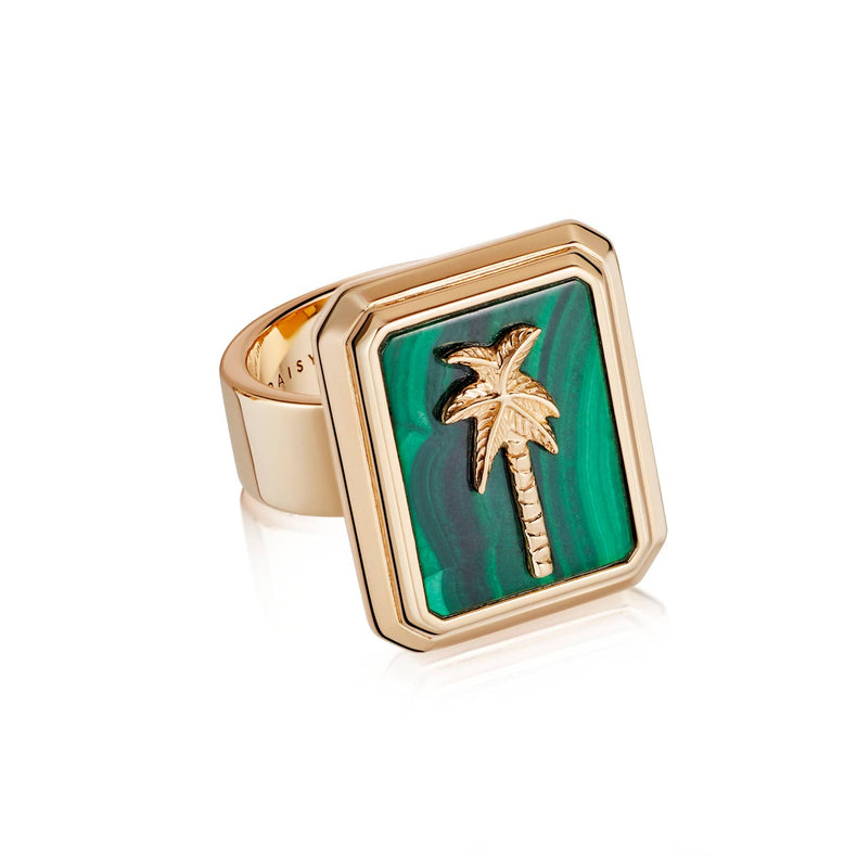 Malachite Palm Ring 18ct Gold Plate recommended