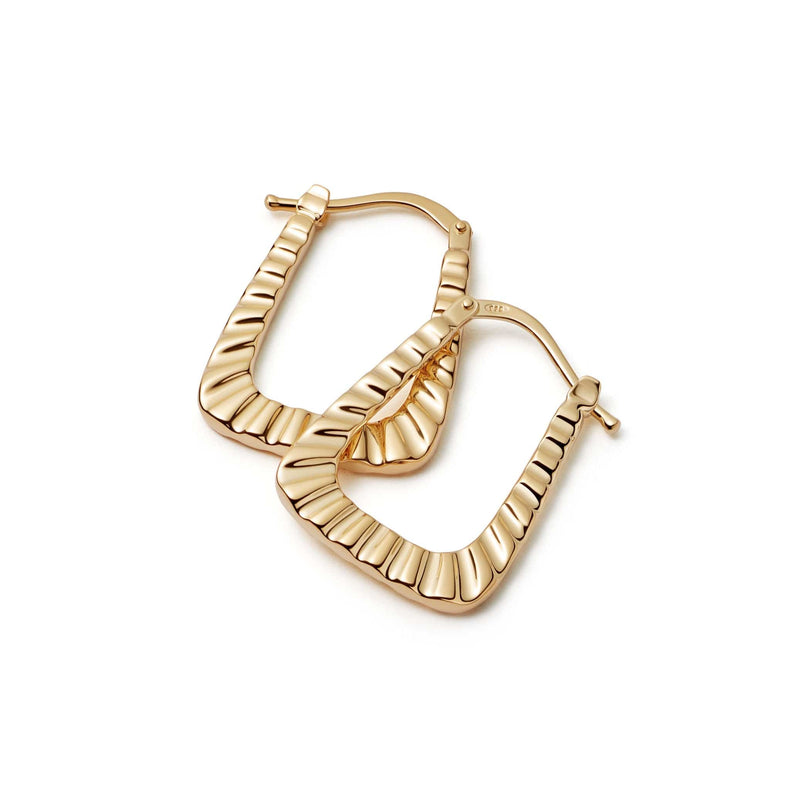 Maxi Ridged Creole Hoop Earrings 18ct Gold Plate recommended