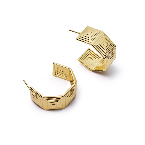 Maxi Strata Hoop Earrings 18ct Gold Plate