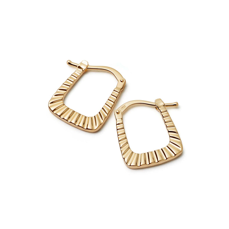 Midi Ridged Creole Hoop Earrings 18ct Gold Plate recommended