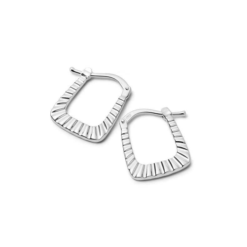 Midi Ridged Creole Hoop Earrings Sterling Silver recommended