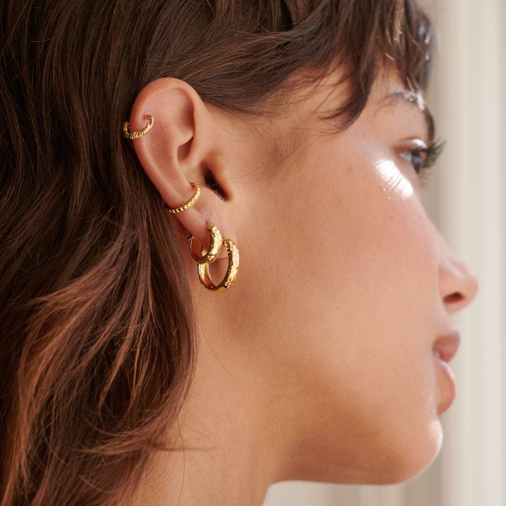 Mini Textured Hoop Earrings 18ct Gold Plate – Daisy London