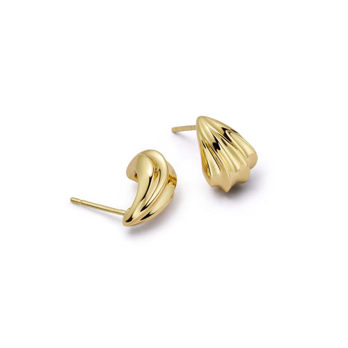 Mini Wave Stud Earrings 18ct Gold Plate