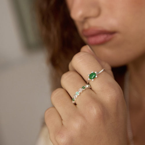 Mixed Gemstone Tennis Ring Sterling Silver