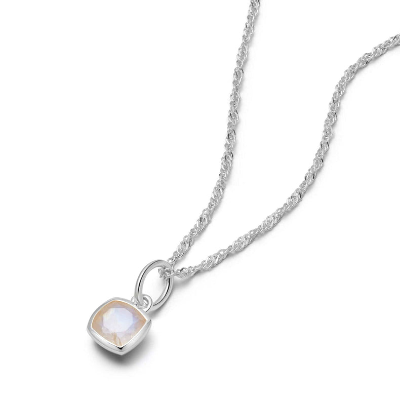 Moonstone June Birthstone Charm Necklace Sterling Silver recommended