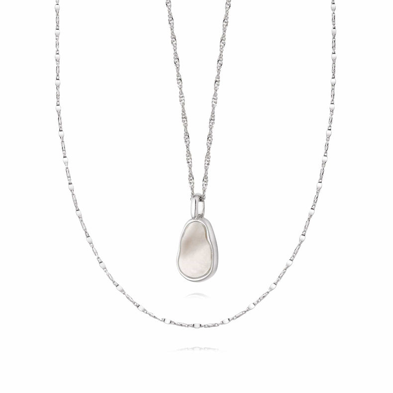 Mother Of Pearl Chain Layering Set Sterling Silver