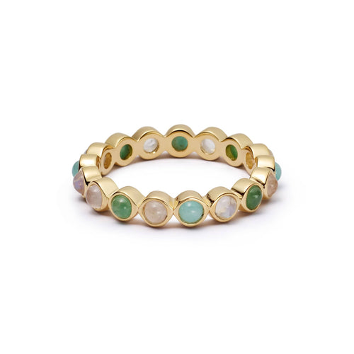 Mixed Gemstone Tennis Ring 18ct Gold Plate