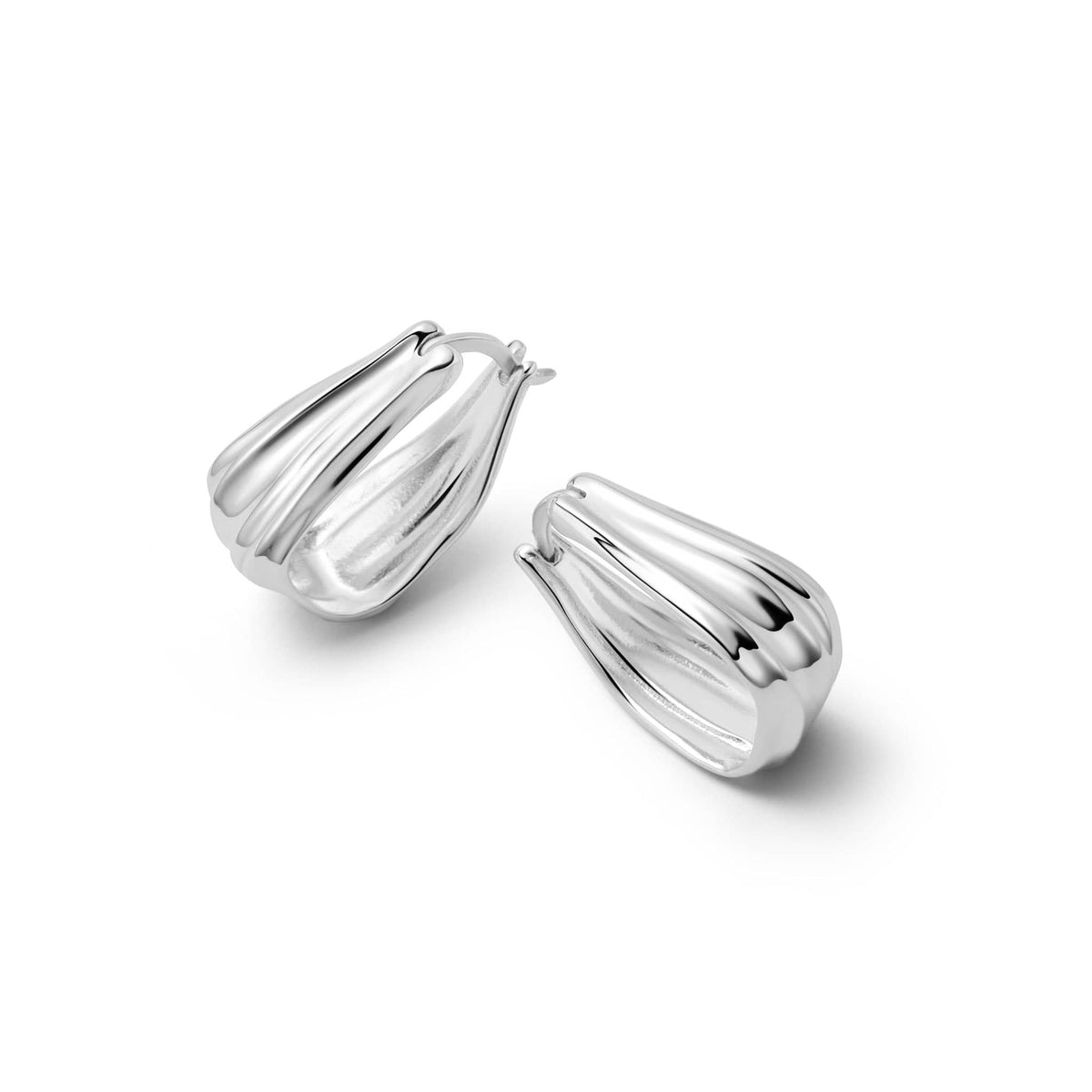 Handmade 925 Sterling Silver Folding Creole Earrings – 14mm Matte Finish, Nickel-Free Starter Pair