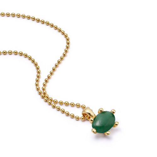 Green Aventurine Pendant Necklace 18ct Gold Plate