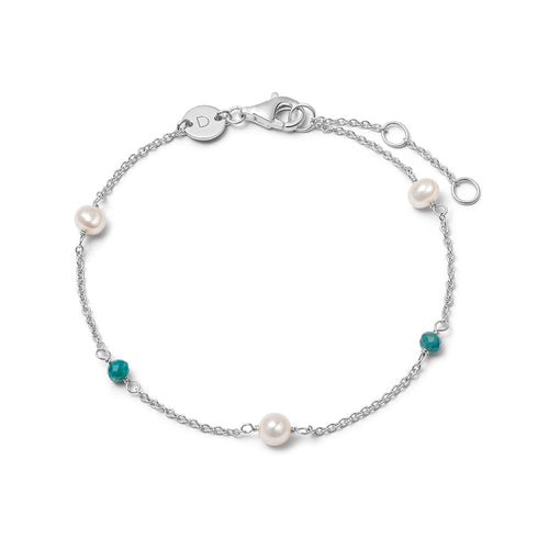 Pearl And Blue Bead Bracelet Sterling Silver
