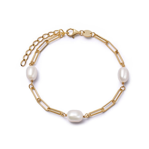 Pearl Chunky Chain Bracelet 18ct Gold Plate