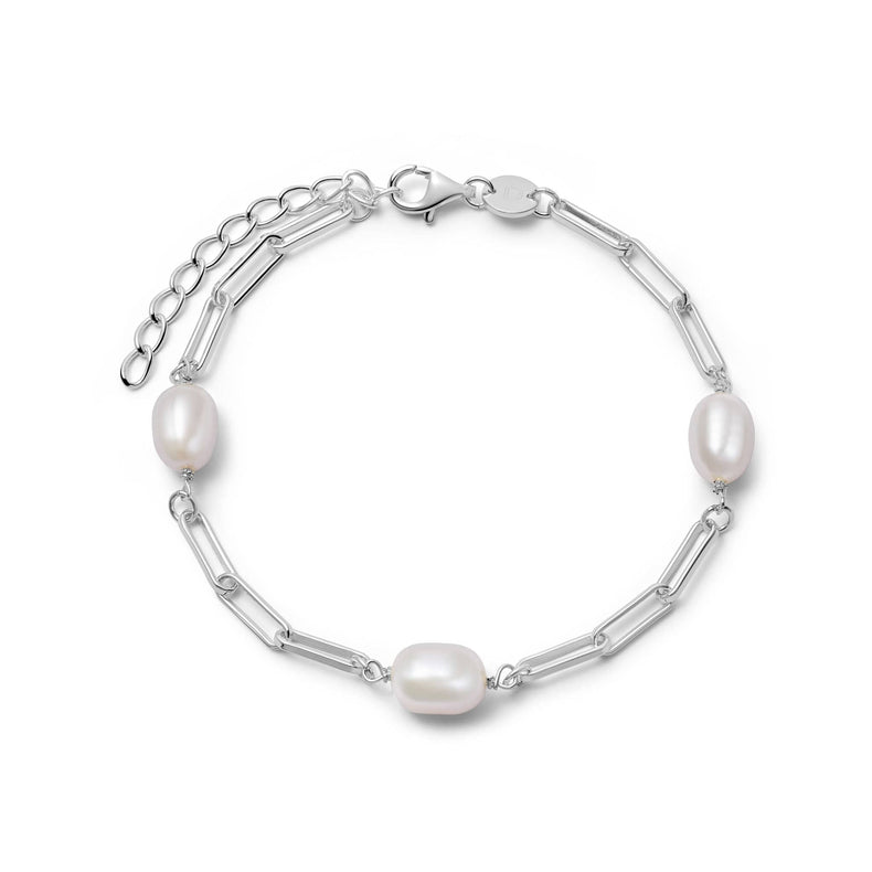 Pearl Chunky Chain Bracelet Sterling Silver