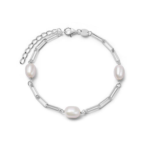 Pearl Chunky Chain Bracelet Sterling Silver