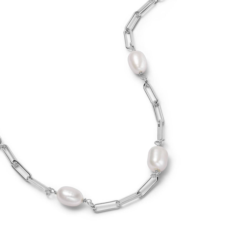 Pearl Chunky Chain Necklace Sterling Silver