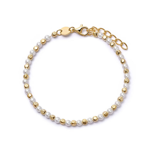 Pearl And Bead Bracelet 18ct Gold Plate