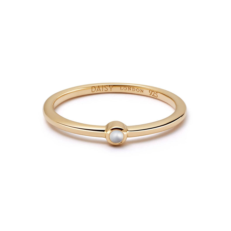 Pearl Healing Stone Ring 18ct Gold Plate