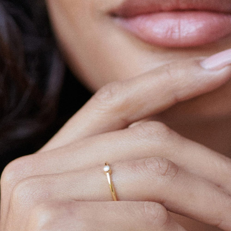 Pearl Healing Stone Ring 18ct Gold Plate