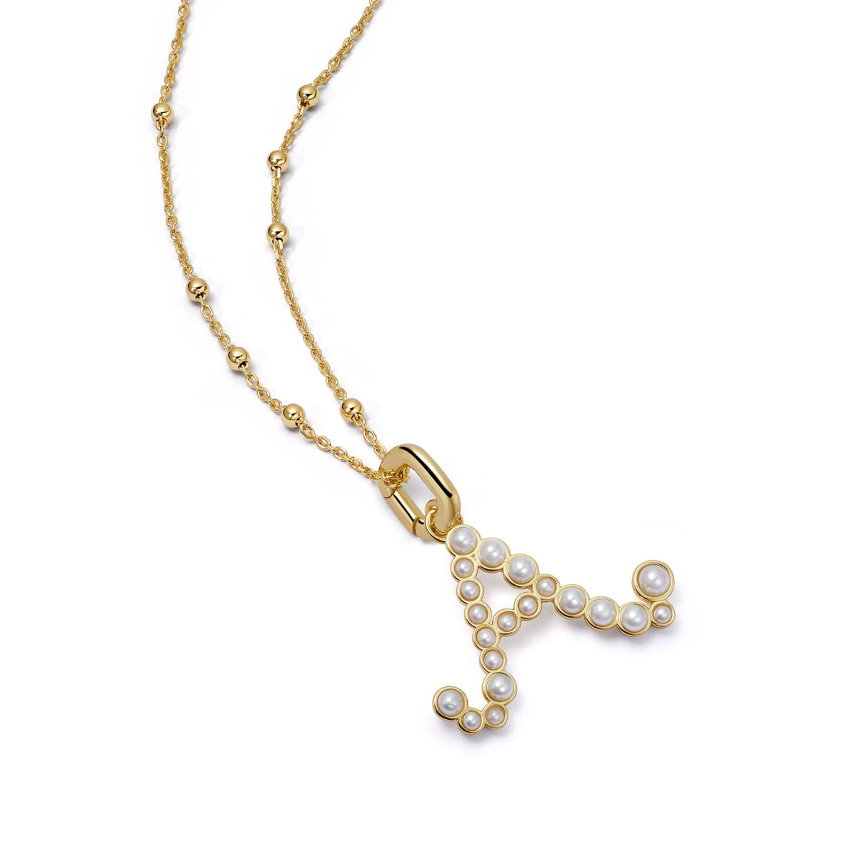 Pearl Initial Charm Necklace 18ct Gold Plate – Daisy London