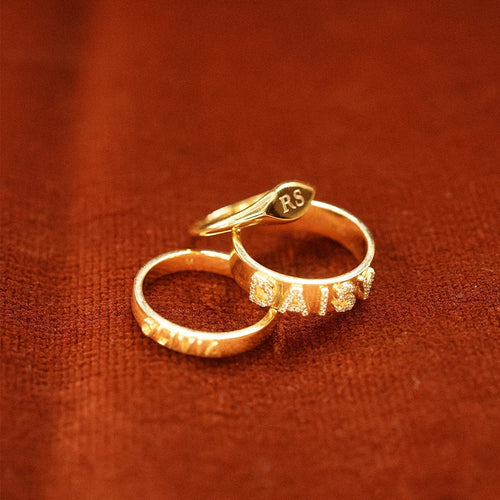 Personalised Crystal Ring 18ct Gold Plate