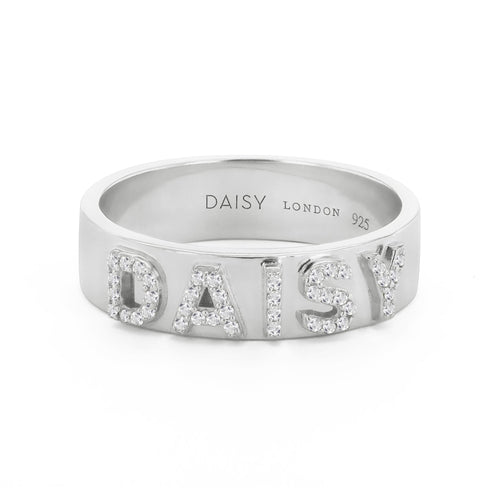 Personalised Crystal Ring Sterling Silver