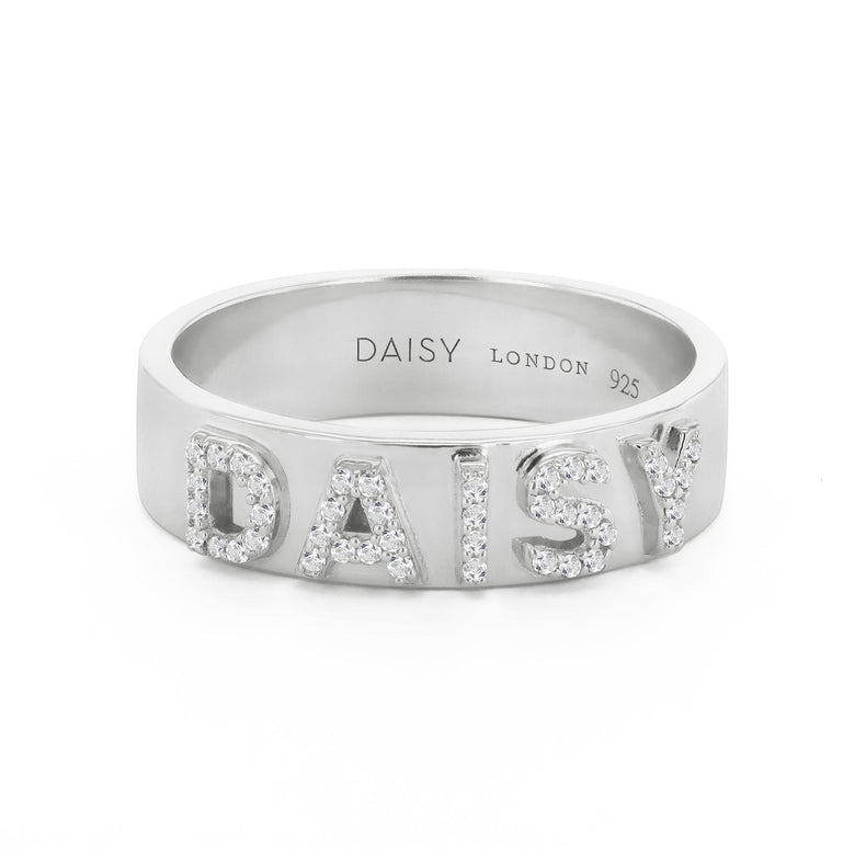 Personalised Crystal Ring Sterling Silver