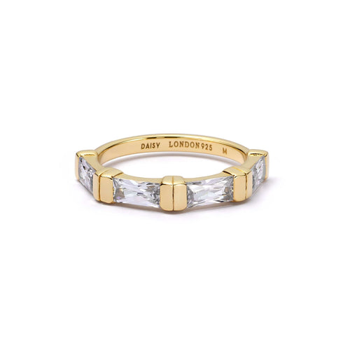 Polly Crystal Stacking Ring 18ct Gold Plate