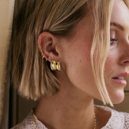 Polly Cuff Stud Earrings 18ct Gold Plate