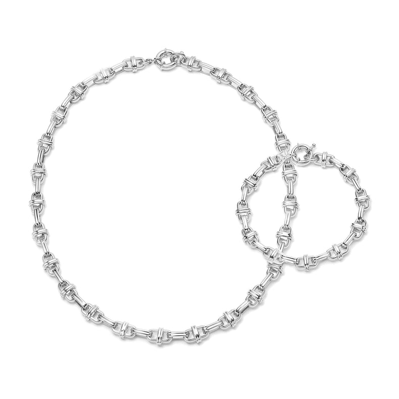 Polly Lock Chain Layering Set Silver Plate