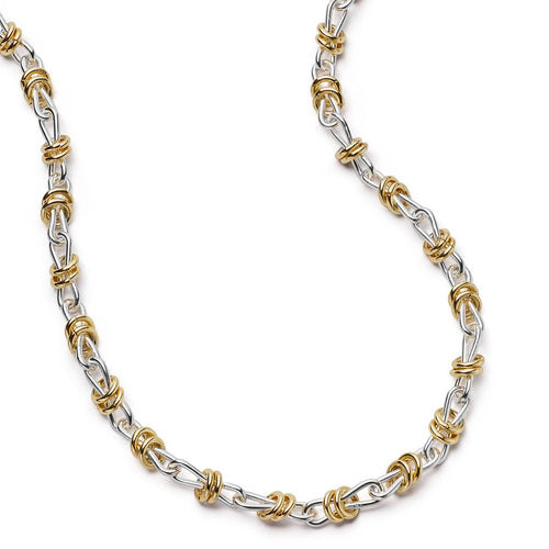 Polly Newman Mixed Metal Knot Chain Necklace Silver Plate