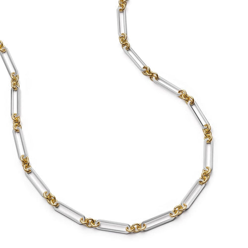 Polly Newman Mixed Metal Paperclip Chain Necklace Silver Plate