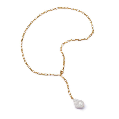 Polly Baroque Pearl Chain Necklace 18ct Gold Plate