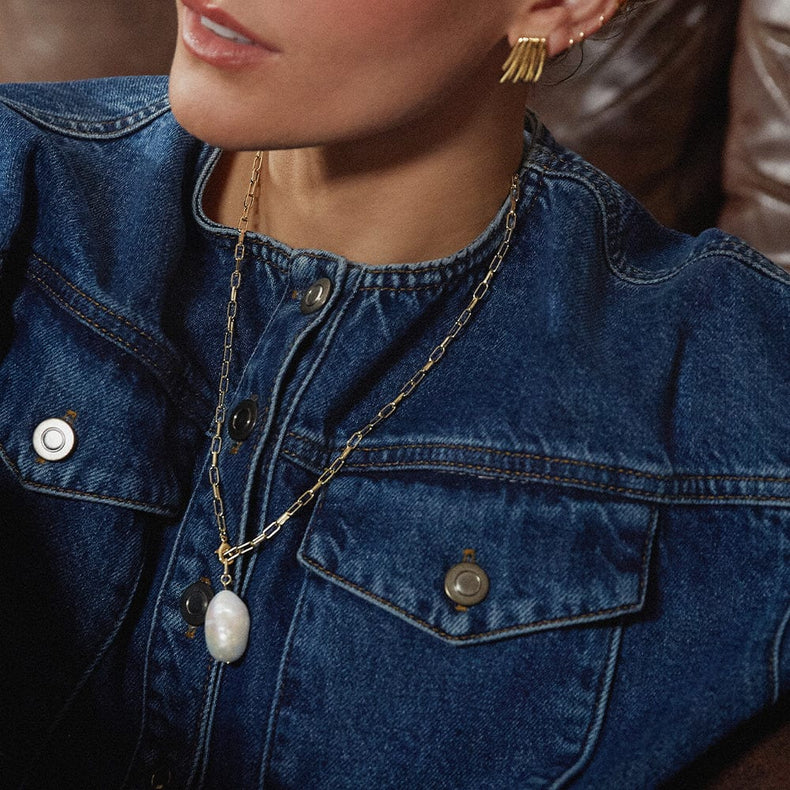 Polly Baroque Pearl Chain Necklace 18ct Gold Plate