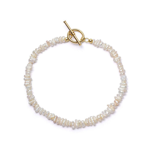 Polly Beach Pearl T Bar Bracelet 18ct Gold Plate